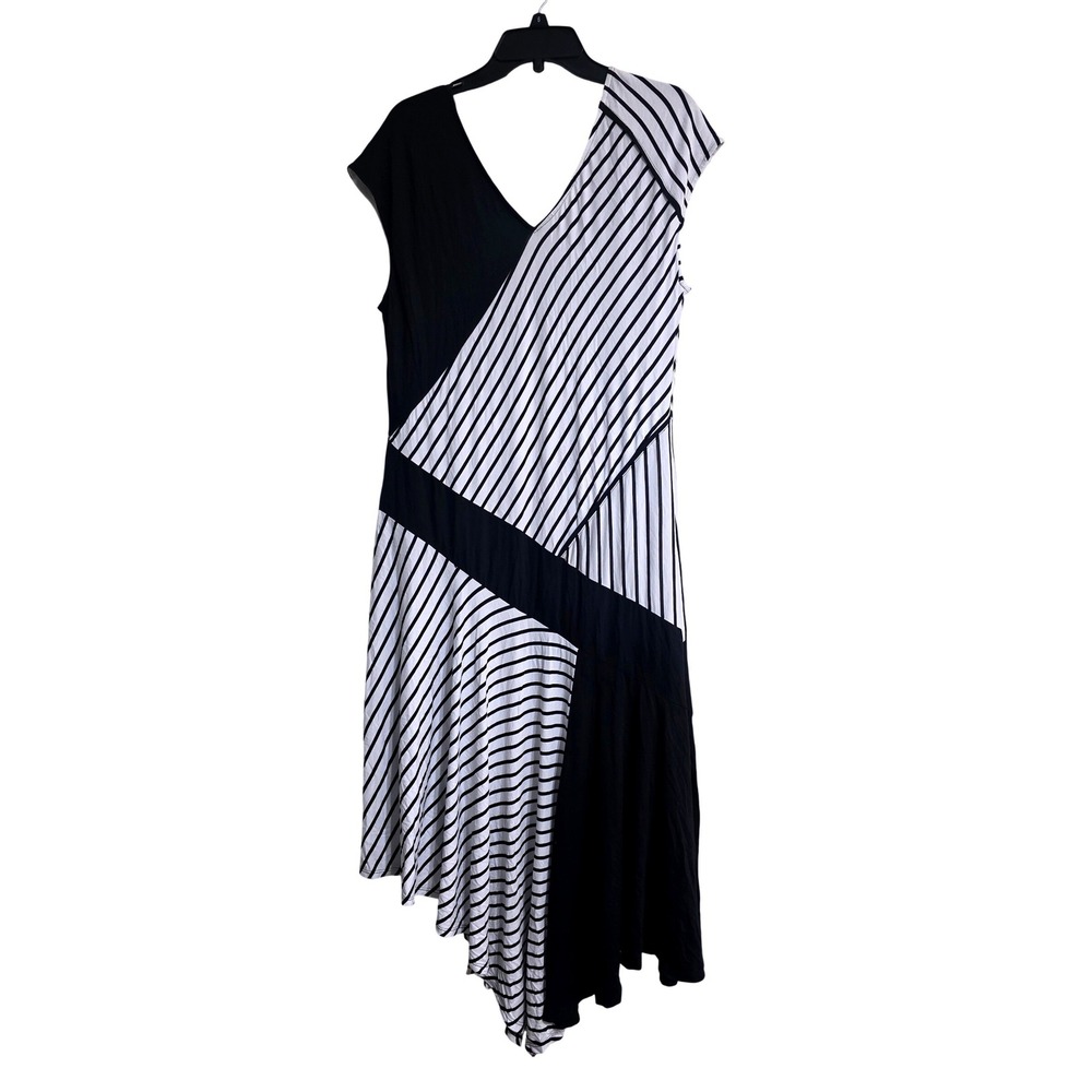 Cato Womens Black White Stripe Asymmetrical Maxi Dress Size 18/20w